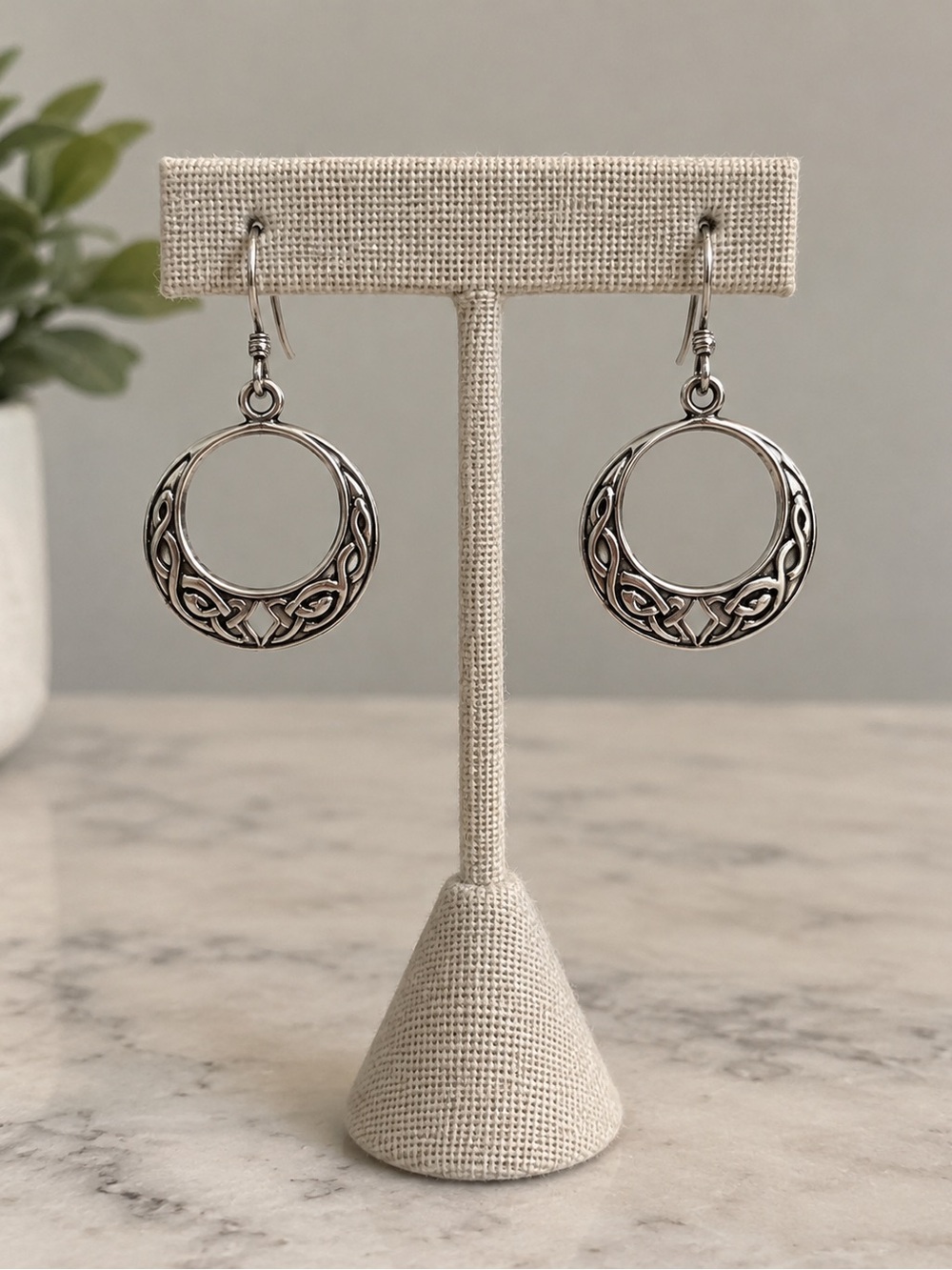 Sterling Silver Circle Drop Earrings for Women